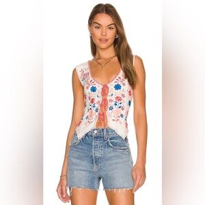 NWT Free People In Bloom Top in Ivory Combo